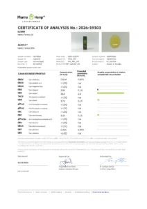 Analysezertifikat (COA) des Labors PharmaHemp für Hemp Farms 50% CBD-Öl